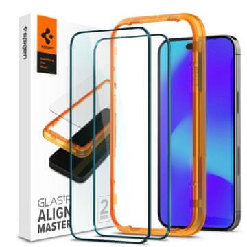 Spigen Alm Glass.Tr 2x zaščitno steklo za iPhone 14 Pro, črna