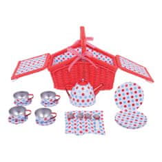 Bigjigs Toys Polka Dot čajni set v košarici za piknik
