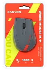 Canyon Žična miška M-11, 3 gumbi, 1000 dpi, gumirana površina, modra - siv logotip