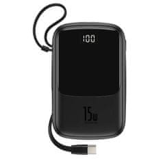 BASEUS prenosna baterija Qpow Powerbank z USB-C, USB-C, 2xUSB, 10000mAh, 15W kabel (črna)