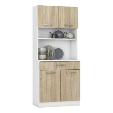 KONDELA Domis Nova štirivratna omarica - bela / hrast sonoma