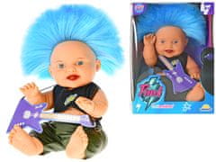 Mikro Trading Lutka 23 cm z modro punk frizuro in kitaro v škatli