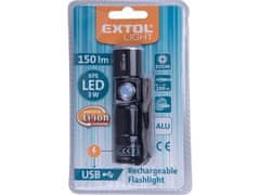 Extol Light Svetilka Svetilka 43135, 150 lm, polnilna, USB, zoom, XPE 3W LED
