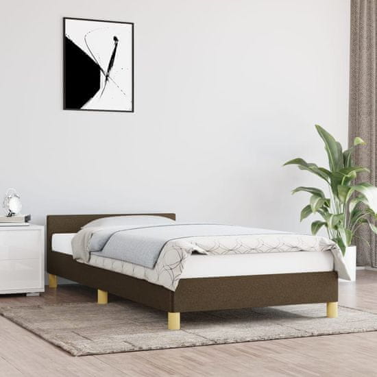 Greatstore Posteljni okvir z vzglavjem temno rjav 100x200 cm blago