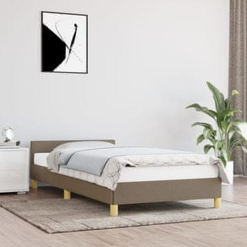 shumee vidaXL Posteljni okvir brez vzmetnice, taupe, 100x200 cm, oblazinjen s tkanino