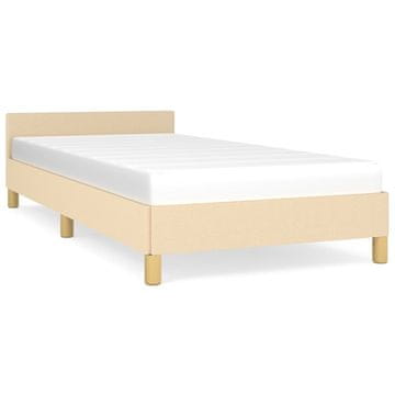 Vidaxl Posteljni okvir z vzglavjem brez vzmetnice krem 80x200 cm blago