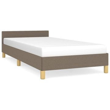 Vidaxl Posteljni okvir z vzglavjem brez vzmetnice taupe 90x200cm blago