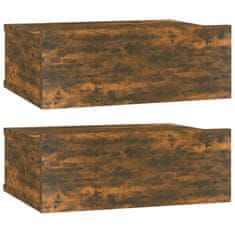 Vidaxl Lebdeča nočna omarica 2 kosa dimljeni hrast 40x30x15cm inž. les