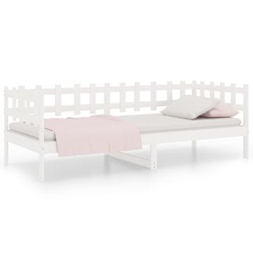 Vidaxl Izvlečna postelja brez vzmetnice bela 90x200 cm trdna borovina