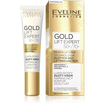 Eveline Gold Lift Expert 50+/70+ luksuzna zlata krema za učvrstitev kože okoli oči in ustnic 15 ml