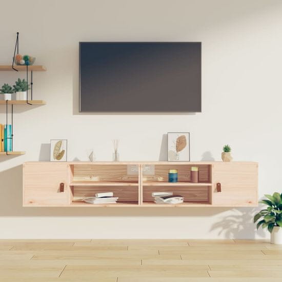 Vidaxl Stenska omarica 2 kosa 80x30x30 cm trdna borovina