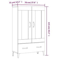 Vidaxl Visoka omarica rjavi hrast 70x31x115 cm inženirski les