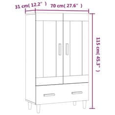 Vidaxl Visoka omarica sonoma hrast 70x31x115 cm inženirski les