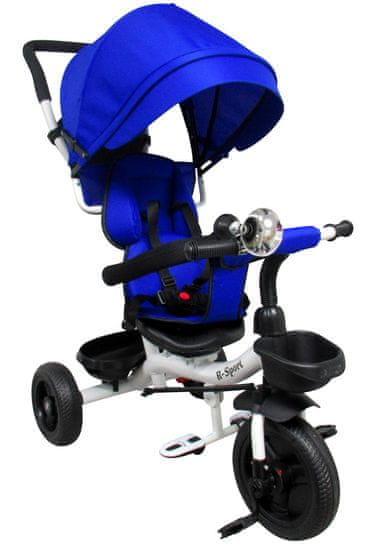 R-Sport Otroški tricikel z vodilno palico brez zavore T4, 360° vrtljiva kolesa Modra
