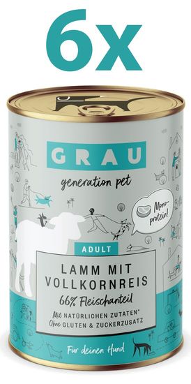 Grau GP Adult konzerva za pse, jagnjetina & polnozrnati riž, 6 x 400 g
