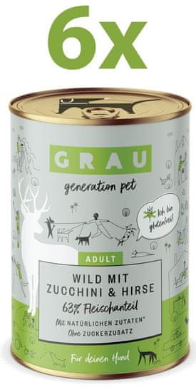Grau GP Adult konzerva za pse, divjačina & bučke & proso, 6 x 400 g