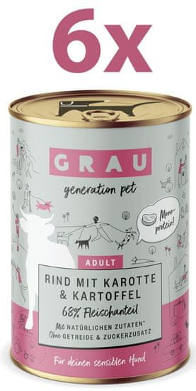 Grau GP Adult konzerva za pse, govedina & korenje & krompir, 6 x 400 g