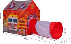 EcoToys Otroški igralni šotor s predorom Gasilska postaja