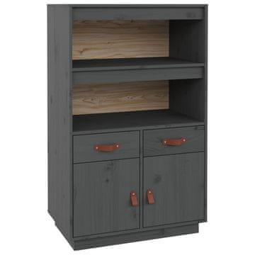 Vidaxl Visoka omara siva 67x40x108,5 cm trdna borovina