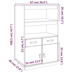 Vidaxl Visoka omara 67x40x108,5 cm trdna borovina