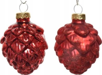 shumee Božične kroglice, rdeči stožci, 6 kos, 7 cm