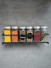 Deco Haus Komplet 4 kovinskih polic za začimbe – kuhinjski regali, organizator začimb, stojalo za začimbe, kuhinjski organizator – montaža z lepilom ali vijaki – črna barva DECO HAUS