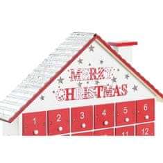 DKD Home Decor Adventni koledar lesena praznična hiša z LED osvetlitvijo MDF