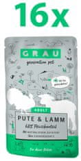 Grau GP Adult mokra hrana za mačke, puran & jagnjetina, 16 x 125 g