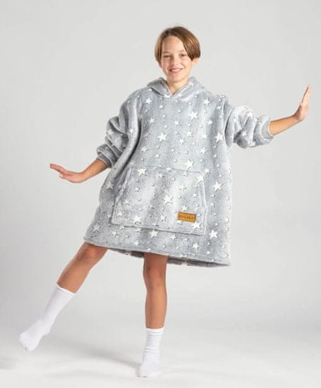 Svilanit SoftHug otroška hoodie odeja z rokavi, 100 % poliester, zvezde