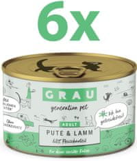 Grau GP Adult konzerva za mačke, puran & jagnje, 6 x 200 g