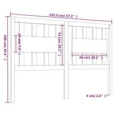 Vidaxl Posteljno vzglavje sivo 145,5x4x100 cm trdna borovina
