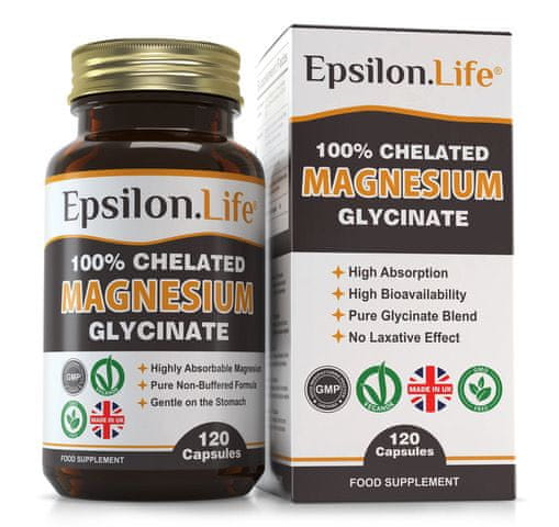Epsilon Life Magnezij Glicinat Kelat kapsule, 120 kapsul
