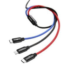 BASEUS Kabel USB 3v1 USB-C / Lightning / Micro 3A 1,2 m (črn)
