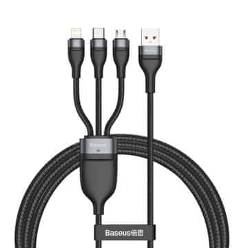 BASEUS Kabel USB 3w1 Flash Series, USB-C + micro USB + Lightning, 40W, 5A, 1.2m