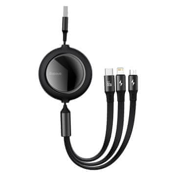 BASEUS Kabel USB 3w1 Bright Mirror, USB do micro USB / USB-C / Lightning, 66W, 1.2m