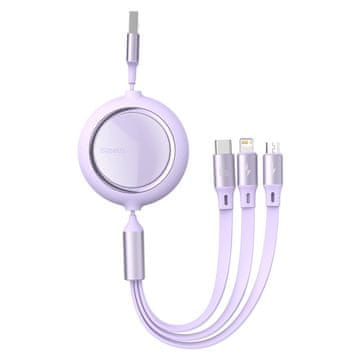 BASEUS Kabel USB 3w1 Bright Mirror, USB do micro USB / USB-C / Lightning, 66W, 1.2m
