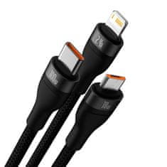 BASEUS Kabel USB 3w1 Flash Series, USB-C + micro USB + Lightning, 100W, 1.2m 