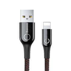 BASEUS Kabel USB Lightning z LED C-shaped 2.4A 1m