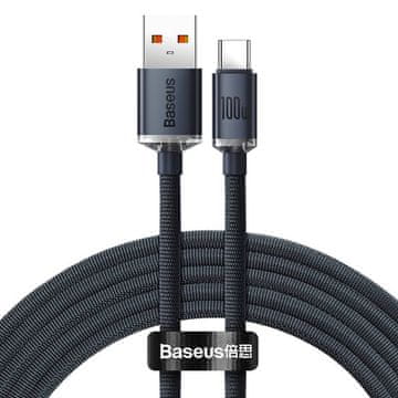 BASEUS Crystal Shine kabel USB na USB-C, 100 W, 1,2 m (črn)