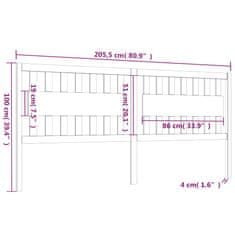 Vidaxl Posteljno vzglavje medeno rjavo 205,5x4x100 cm trdna borovina