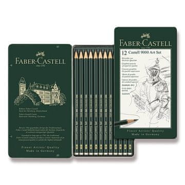 Faber-Castell Grafitni svinčnik Castell 9000 Art Set - 12 kosov, pločevinasta škatlica