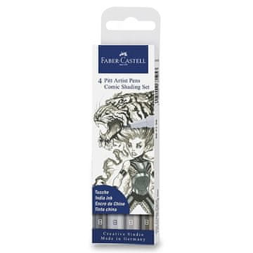 Faber-Castell Pisalo Pitt Artist Pen Comic - sivo, 4 kosi