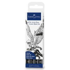 Faber-Castell Pitt Artist Pen Comic - črno, 4 kosi