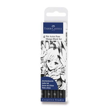 Faber-Castell Pitt Artist Pen Manga - 4 kosi, črna II