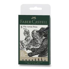 Faber-Castell Pitt pisalo za umetnike, komplet 8 različnih konic, črno