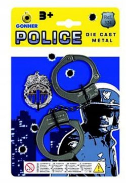 shumee Gonher komplet kovinskih lisic + policijska značka