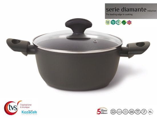Lonec z neprebojno plastjo ¤20cm 2,8L s pokrovom DIAMANTE PRO indukcija
