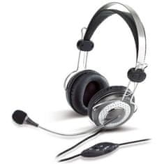 Genius HS-04SU - zaprte slušalke, 3,5-milimetrski priključek, črne/srebrne barve, mikrofon, nadzor glasnosti na kablu