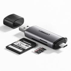 Ugreen čitalec kartic USB + USB-C SD + microSD (siv)