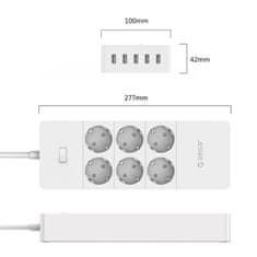 Orico hub ,razdelilnik, 6 hodov + 5x USB, 4000W (bel)